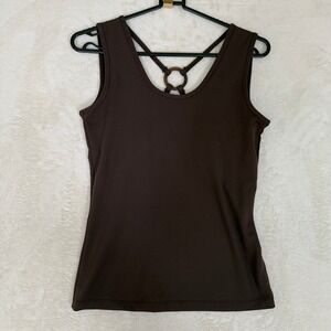 Vintage Lucy Activewear Brown Tank Top Ring Back Y2K Fitness Core Size XS